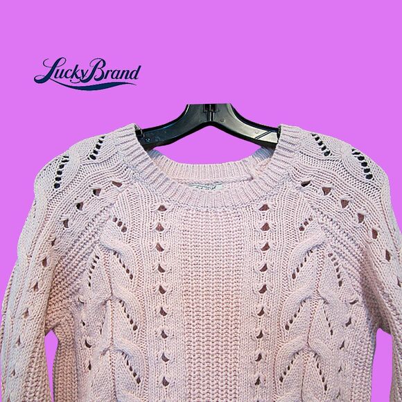 Lucky Brand NEW Cable Knit Crew Neck Sweater Top S - Picture 8 of 12